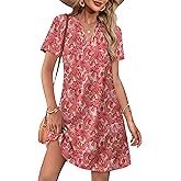WIHOLL Dresses for Women 2026 Casual Summer V Neck Wedding Guest Dress Short Sleeve Fashion Beach Vacation Clothes