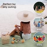 VonShef Picnic Blanket Green Herringbone 8 Person Waterproof Backing view 2