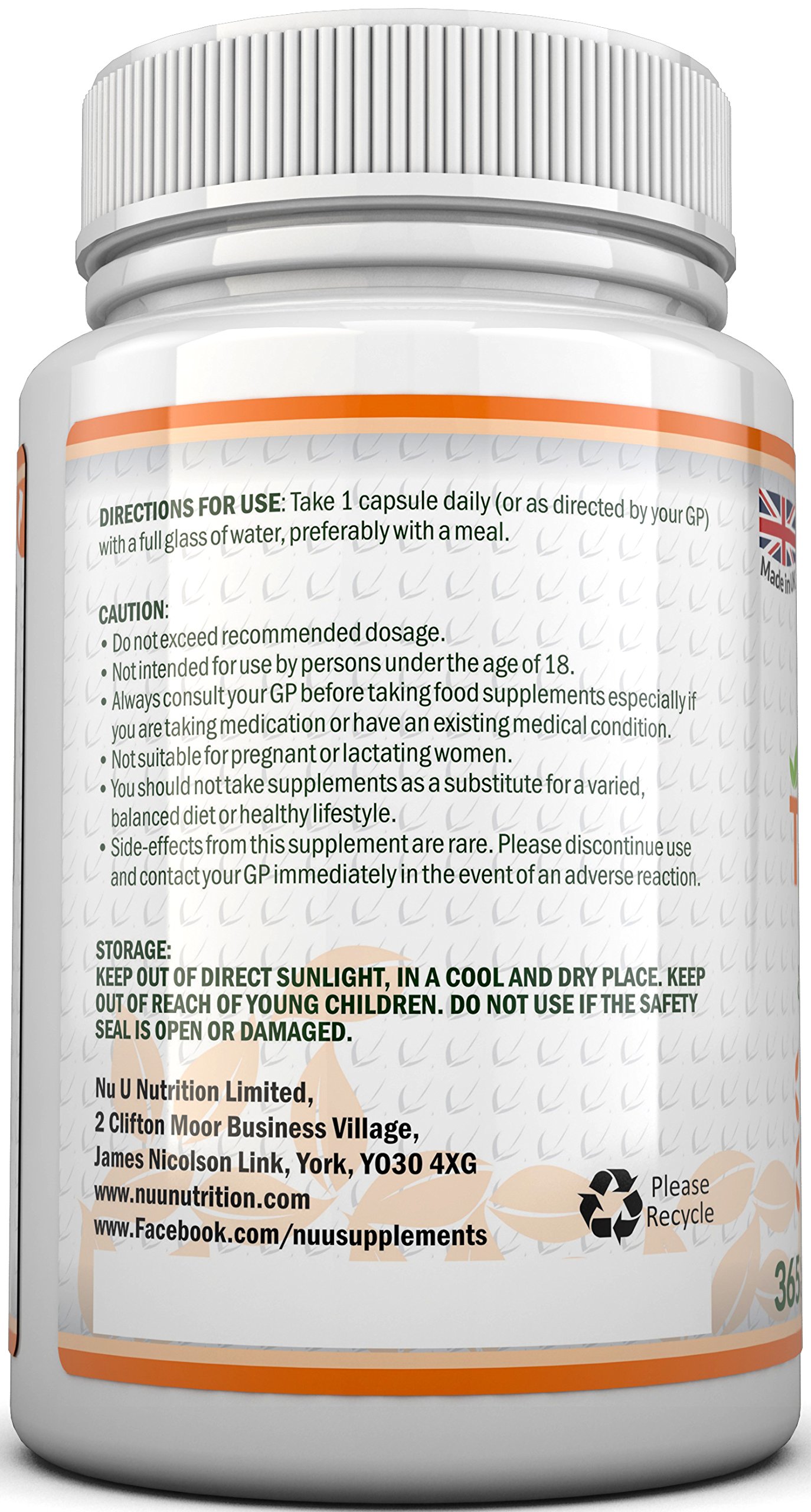 Turmeric Curcumin Organic High Strength 600mg, 365 Capsules with