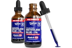 2 Pack Pharmaceutical Grade Methylene Blue 1% (60 mL), Third-Party Tested, Formaldehyde and Alcohol Free Methylene in Amber D