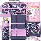 Fimibuke Kids Bento Lunch Box with 4 Compartments, Insulated lunch Bag, Stainless Steel Insulated Water Bottle, Ice Pack & Utensils Set, Birthday Gifts for Ages 3-12 Back to School Toddler Girls Boys
