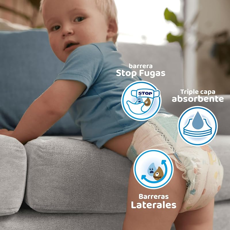 Fraldas secas para bebés, tamanho 3 (6-10 kg), 292 fraldas + oferta de 1 pacote de 10 toalhitas Aqua Pure 99% água, uma noite até 100% sem fugas, pacote mensal