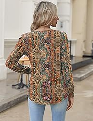 Zeagoo Boho Tops for Women Floral Blouse Dressy
