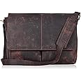 Leather Messenger Bag Laptop Bag Genuine Vintage Waxed Briefcase Large Satchel Shoulder Bag Rugged for Men and Women