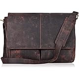 Leather Messenger Bag Laptop Bag Genuine Vintage Waxed Briefcase Large Satchel Shoulder Bag Rugged for Men and Women