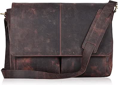Leather Messenger Bag Laptop Bag Genuine Vintage Waxed Briefcase Large Satchel Shoulder Bag Rugged for Men and Women