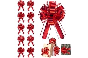 Haakong 10Pcs Red Pull Bows Gift Wrapping Pull Bows Ribbon for Christmas Wedding Valentine's Day Holiday Bows Ribbon Bow for 