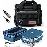 FanFanOK Electric Lunch Box Food Heater 80W Heated LunchBoxes for Adults Work/Car/Truck/Home, 1.8L Portable Food Warmer Heating Lunchbox with Insulated Lunch Bag 12V 24V 110V