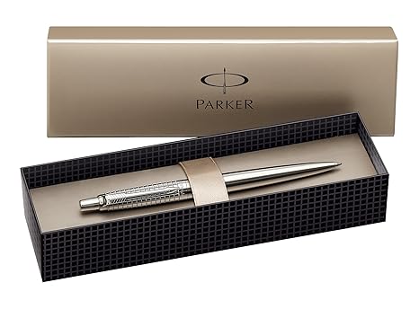 Parker S0908840 Premium Jotter-Kugelschreiber (gemeißelter Classic-edelstahl mit Chromeinfassung, Geschenkbox) schreibfarbe b
