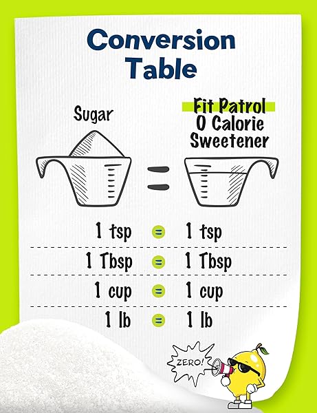 FIT PATROL ZERO CALORIE SWEETENER | KETO SUGAR SUBSTITUTE W/ STEVIA, PLANT-BASED SUGAR SUBSTITUTE FOR BAKING, SUGAR-LIKE TEXTURE | ZERO NET CARBS, NO GLUTEN, NON GMO | ALL-PURPOSE SUGAR REPLACEMENT 0 CALORIE SWEETENER (15.9 OZ)
