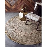 Unique Loom Palace Collection Area Rug (3' 3" Round, Light Green/ Brown)