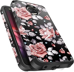 Moto Z2 Play Case Shockproof, Miss Arts Slim Anti-Scratch Protective Kit with [Drop Protection] Heavy Duty Dual Layer Hybrid Sturdy Armor Cover Case for Moto Z2 Play (2017) -Rose Gold Flower