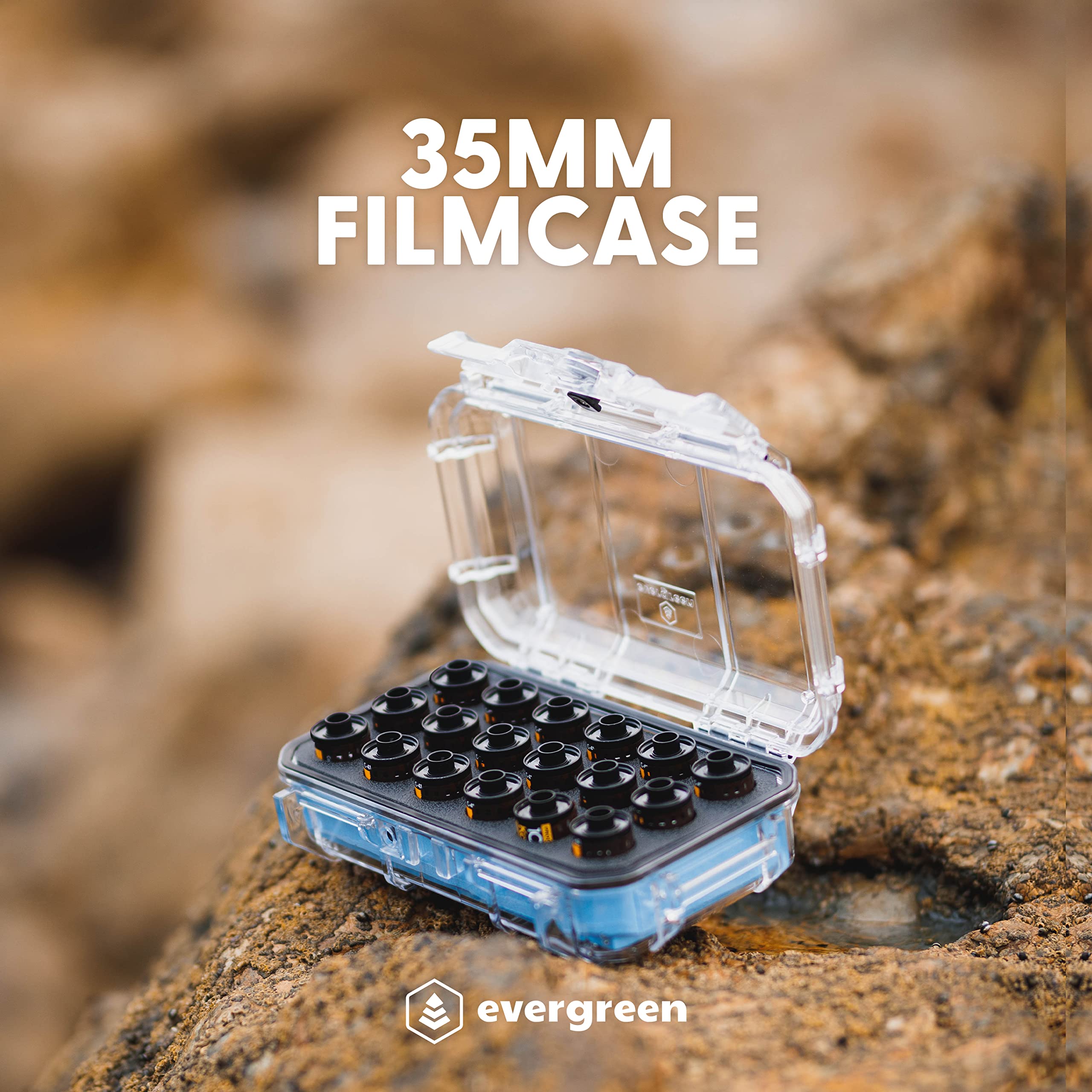 Evergreen 35mm Film Storage Case | Holds 18 Rolls | Preserve and Protect Your Film | Waterproof, Crushproof, & Freezer-Safe (Film Not Included) (Black)