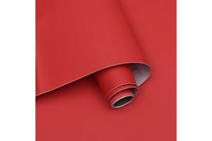 Ismoon 15.7"X118" Wall Paper Peel and Stick Modern Contact Paper Red Wallpaper for Cabinets and Drawers Matte Stick on Wallpaper Removable Self-Adhesive for Bathroom Countertops Vinyl