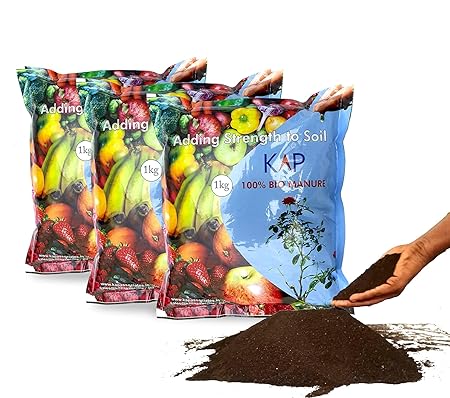 KAP Organic Bio Manure for Home and Kitchen Garden Plants - 3 KG (Pack of 3 X 1 kg)