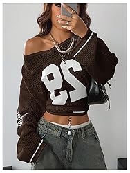 BEAUDRM Women's Y2k Jersey Shirt Oversized Graphic