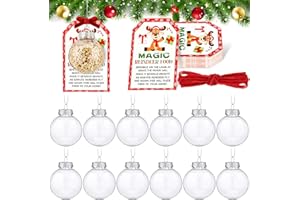 Vertintong 12 Pcs Christmas Magic Reindeer Food Gift for Christmas Eve 50 Card Tags Clear Plastic Jar with Ribbon Magic Reindeer Food Kit Present for Giving Cookie Candy Stocking Filler Party Favor