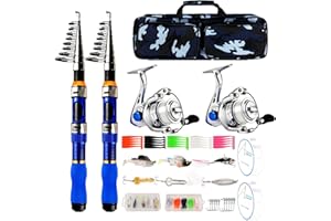 MOUHIKE Telescopic Fishing Rod Reel Combo 2PCS 6.89FT Collapsible Fishing Pole Spinning Reel Lures Accessories with Fishing Bag Portable Fishing Rod Kit for Saltwater Freshwater Travel Fishermen Gift