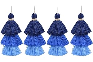 KONMAY Bulk 20pcs Tri-Layered Tassels with Hanging Loop for Jewelry Making, Clothing