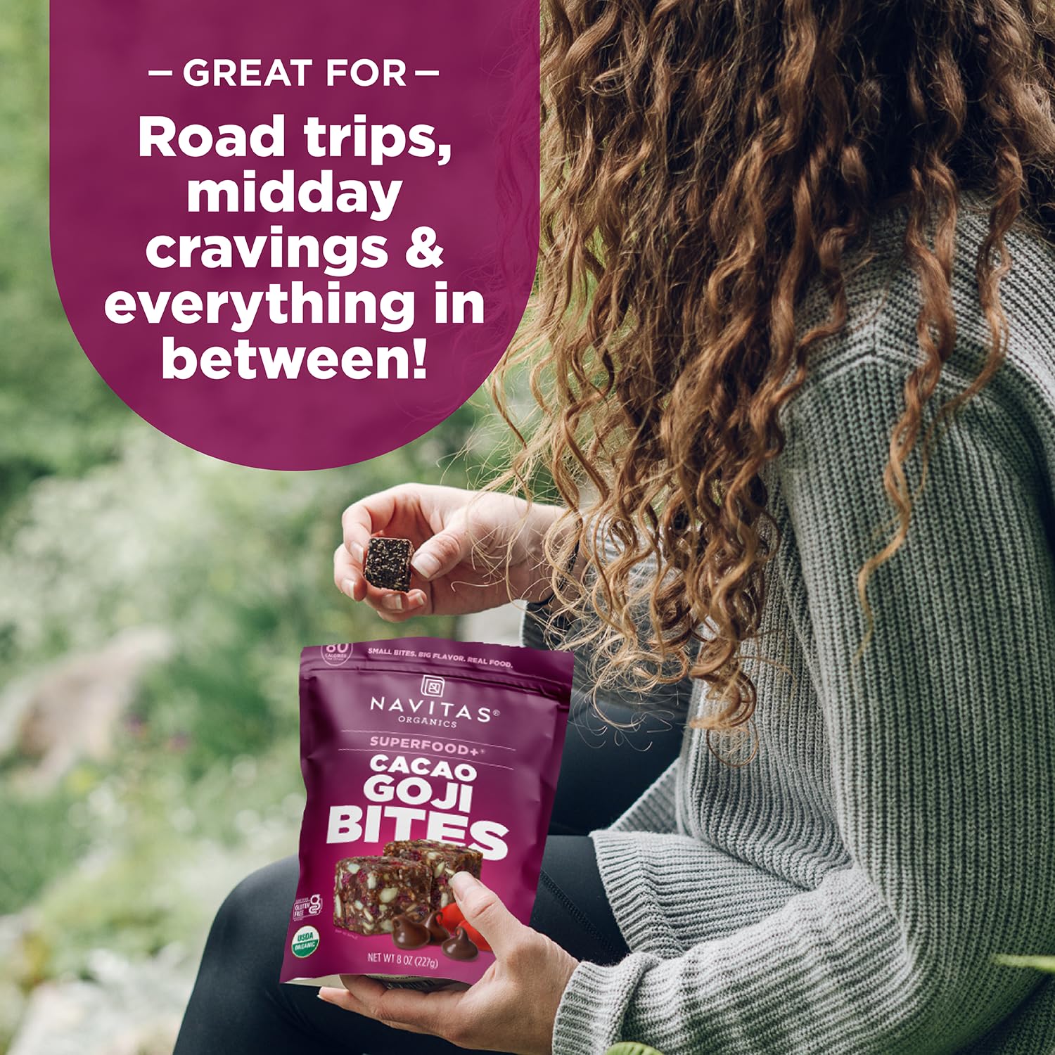 Navitas Organics Superfood Power Snacks, Cacao Goji, 8 oz. Bag, 11 Servings — Organic, Non-GMO, Gluten-Free