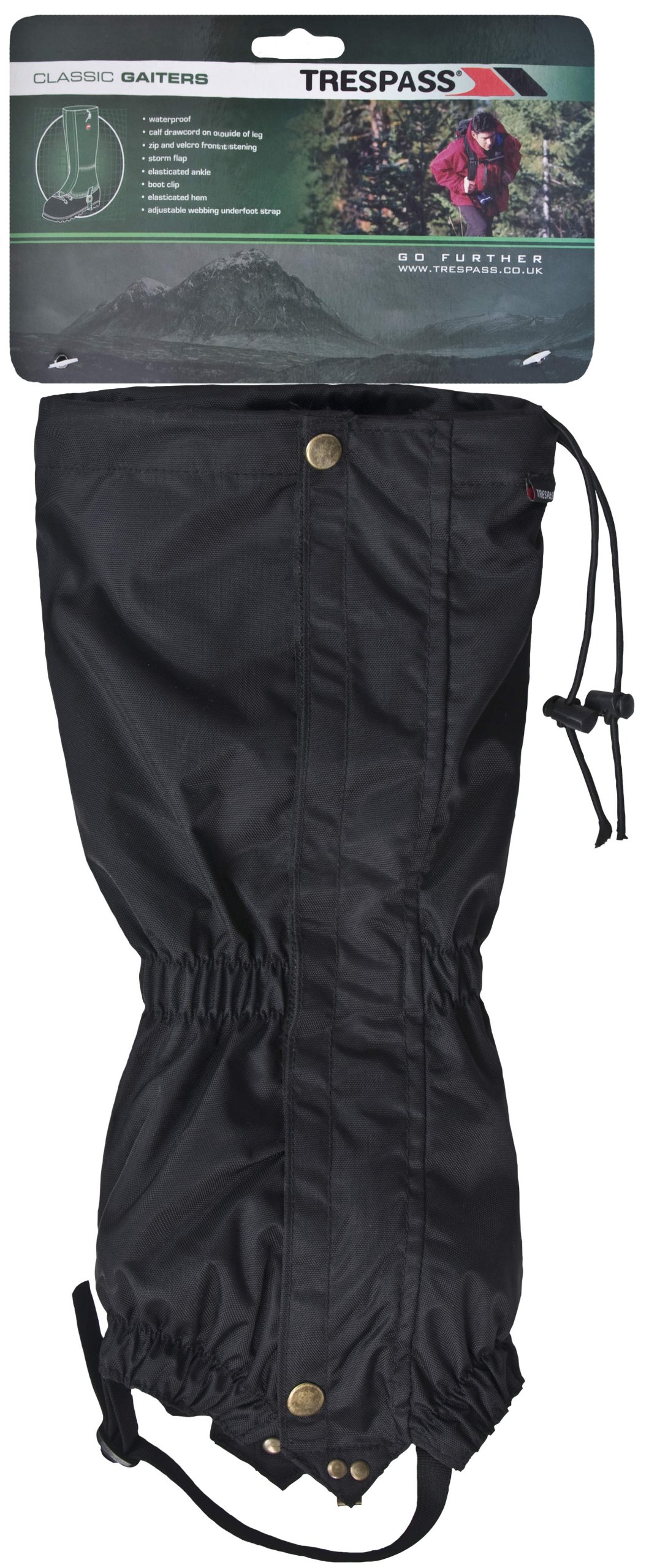 Trespass Mallaig, Black, Waterproof Gaiters, Black Buy Online in