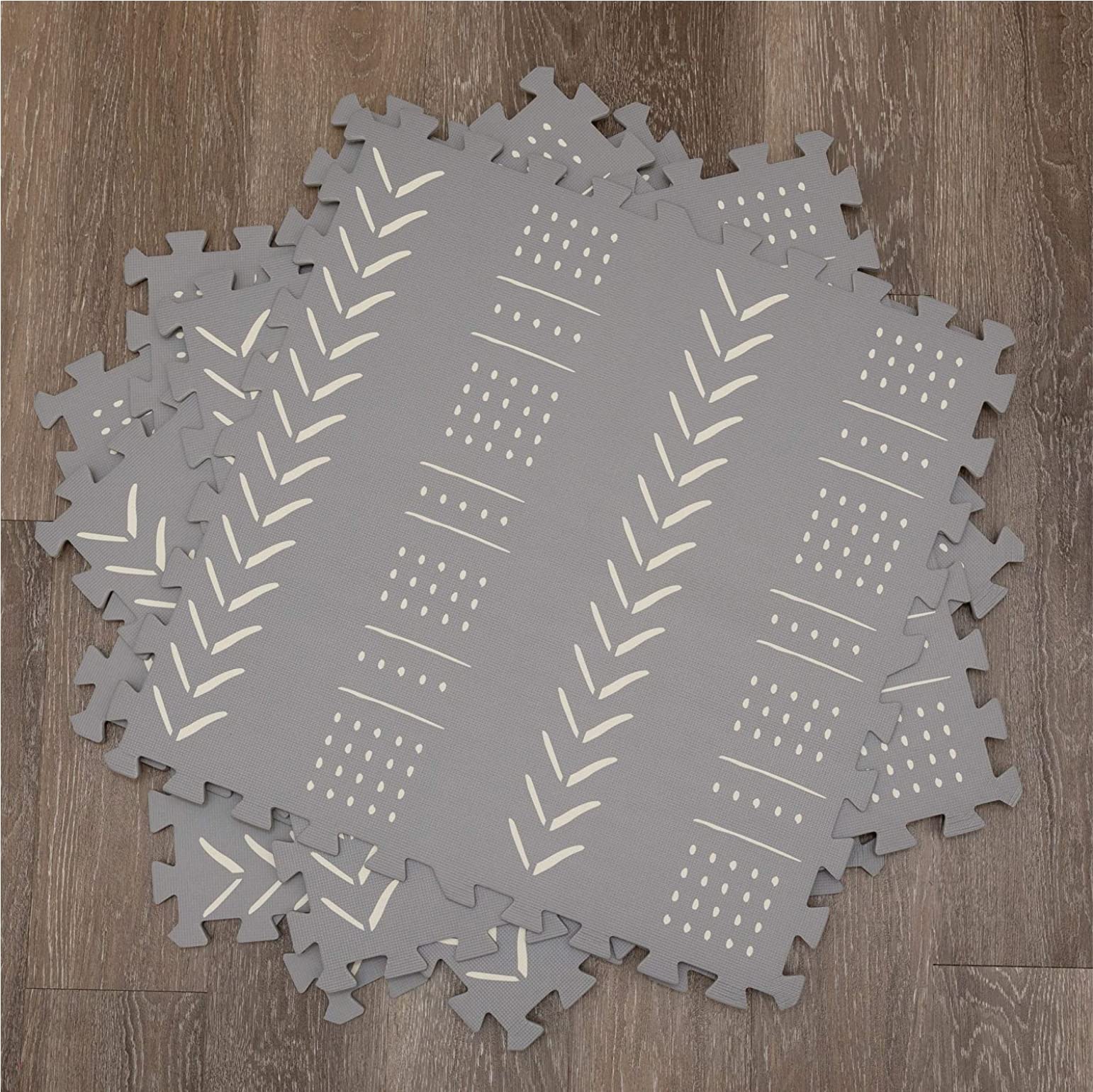 Childlike Behavior Baby Play Mat - 72x48-Inch Tummy Time Mat - 6-Piece Interlocking Foam Floor Tiles for Toddlers - Soft Waterproof for Floor Play and Crawling - Grey