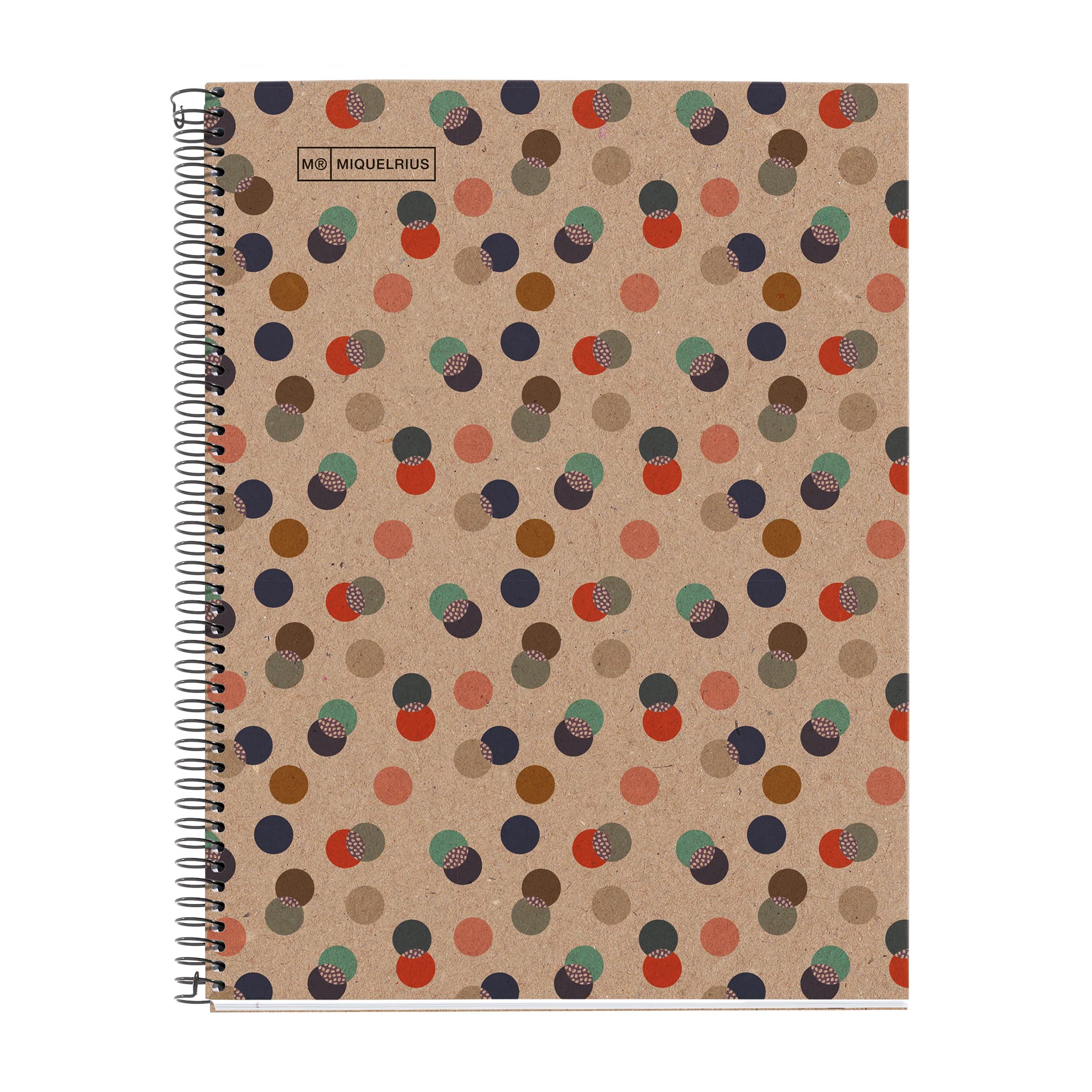 Miquelrius - 100% Recycled Notebook, 1 Colour Strip, A4, 80 Horizontal Ruled Sheets, 80g Paper, 4 Holes, Recycled Card Cover, Eco Confetti Design