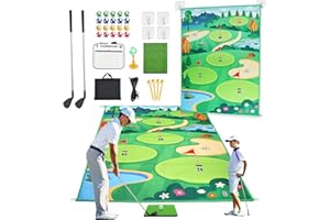 IGRL Golf Chipping Game Mat, 70"x47" Golf Practice Mat Indoor Outdoor Games for Family, Golf Training Set with 20 Sticky Balls for Backyard Garden Party, Golf Gifts for Men, Father and Husband