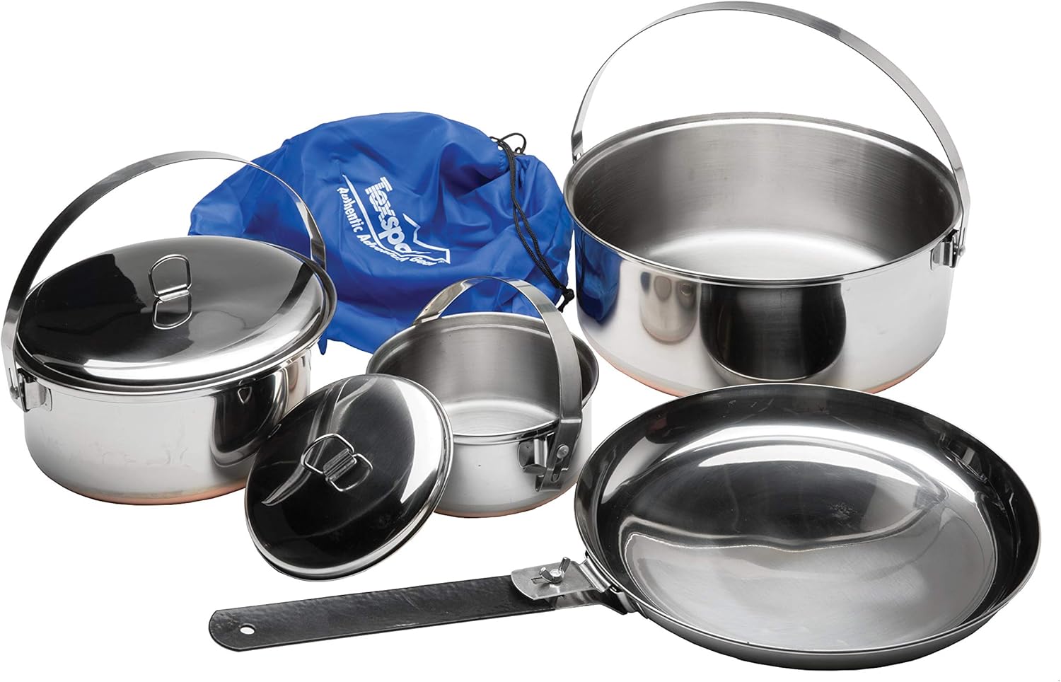 Texsport 6 Piece Stainless Steel Copper Bottom Outdoor Camping Cookware