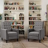 Yaheetech Grey Modern Recliner Chair Adjustable Manual Recliner Fabric Armchair view 2