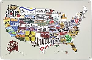 ARTCLUB American Craft Beer Week Beer States Map Poster Metal Tin Sign Wall Decor