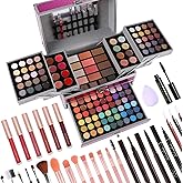 Makeup Gift Set For Women Girls, All in One Full Makeup Kit with Eyeshadow, Lip Gloss, Concealer, Blush, Contour, Highlighter Brushes Liquid Lipsticks Eyebrow Pen Mascara Eyeliner Pencil (Cerise Set)