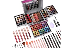 CHARMCODE Makeup Gift Set For Women Girls, All in One Full Makeup Kit with Eyeshadow, Lip Gloss, Concealer, Blush, Contour, Highlighter Brushes Liquid Lipsticks Eyebrow Pen Mascara Eyeliner Pencil (Cerise Set)