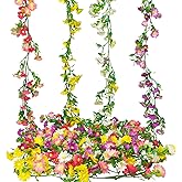 CISDUEO 4 Pcs Artificial Daisy Flowers Vine Silk Flower Garland for Mantle Colorful Fake Flower Vine Hanging Ivy with Daisy Flowers for Wall Party Wedding Arch Indoor Home Decor Spring Summer Outdoor