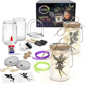 Fairy Nightlight Lantern Craft Kit (2 Pack) - DIY Make Your Own Fairy Lantern Jar - Craft Project for Kids - Great Gift (Fairy Lantern 2 Pack) …