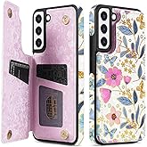 NNH Compatible with Samsung Galaxy S22 Wallet Case with RFID Blocking Card Slots Flip PU Leather Kickstand Double Magnetic Clasp Design Cover for Galaxy S22(6.1 inch-Colorful Butterfly Flowers)
