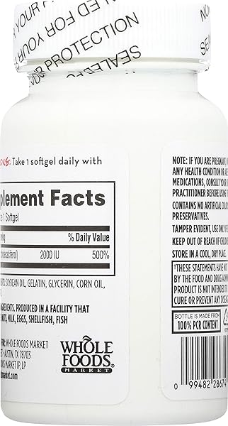 365 EVERYDAY VALUE, VITAMIN D3 2000 IU, 250 CT