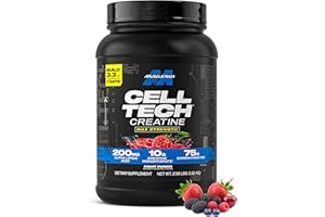MuscleTech Creatine Monohydrate Powder Cell-Tech Creatine Post Workout Recovery Drink Muscle Builder For Men & Women Muscle Building Supplements Fruit Punch, 3 lbs (27 Serv)