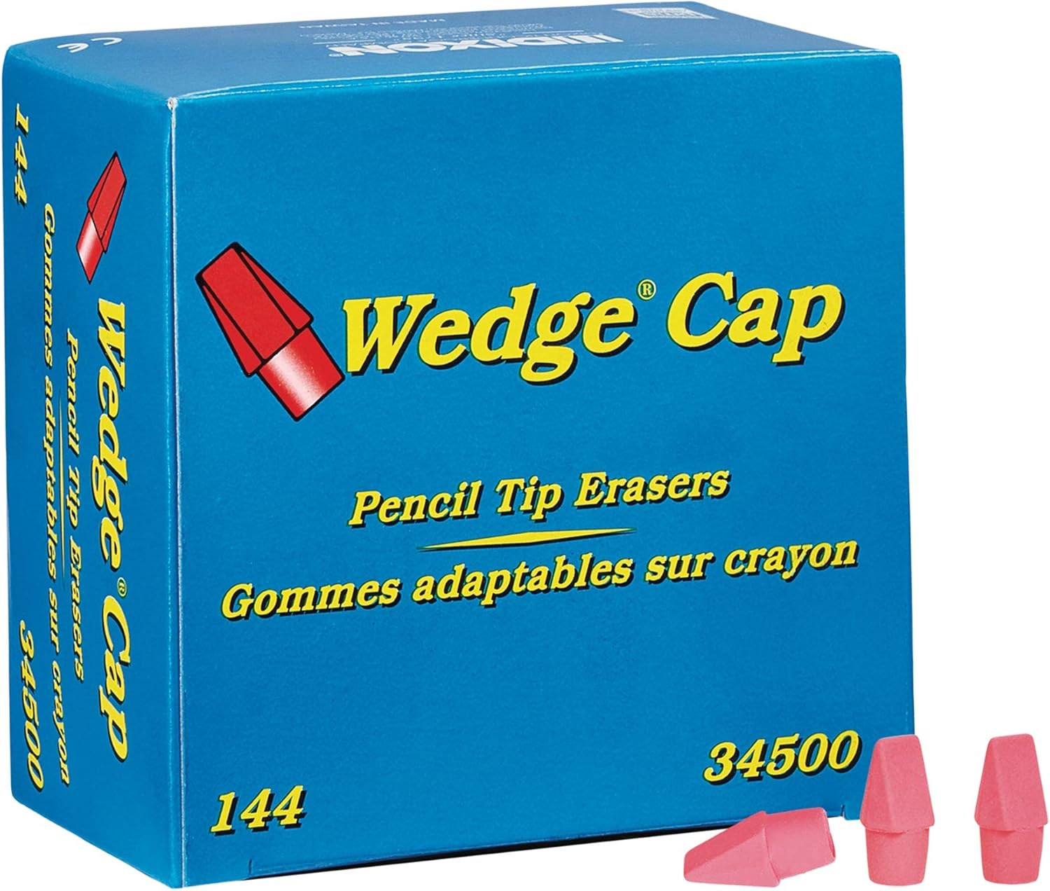 DIXON Pencil Top Cap Erasers, Pink, 144Count (34500) Pencil Top Erasers Office