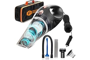 POWER PRACTICAL Car Vacuum Cleaner Portable, Handheld Vacuums w/ 3 Attachments, High Power, Small Vacuum Cleaner for Car with 16 Ft Cord & Bag
