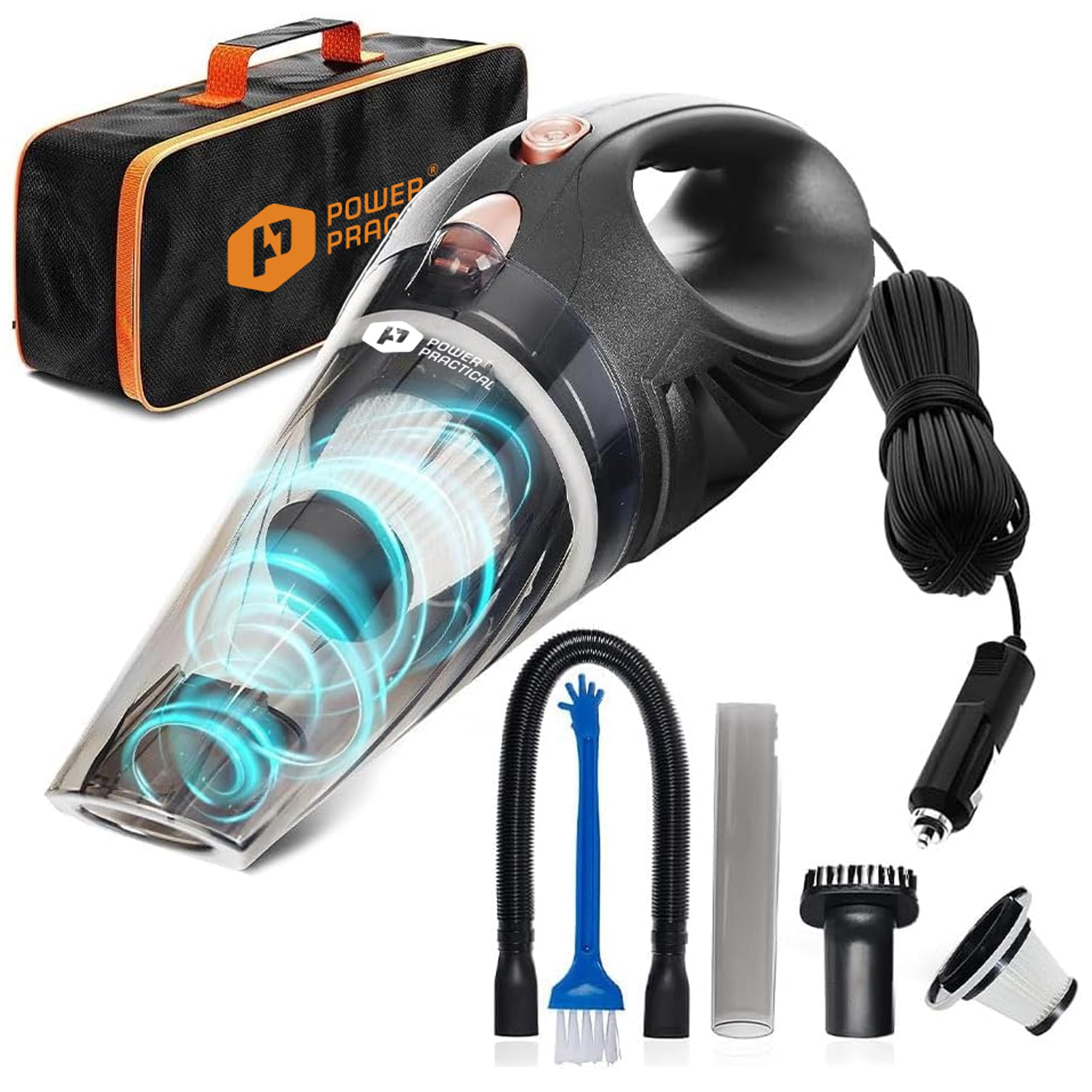 Photo 1 of THISWORX Car Vacuum Cleaner - Portable, High Power, Handheld Vacuums w/ 3 Attachments, 16 Ft Cord & Bag - 12v, Auto Accessories Kit for Interior Detailing - Black
