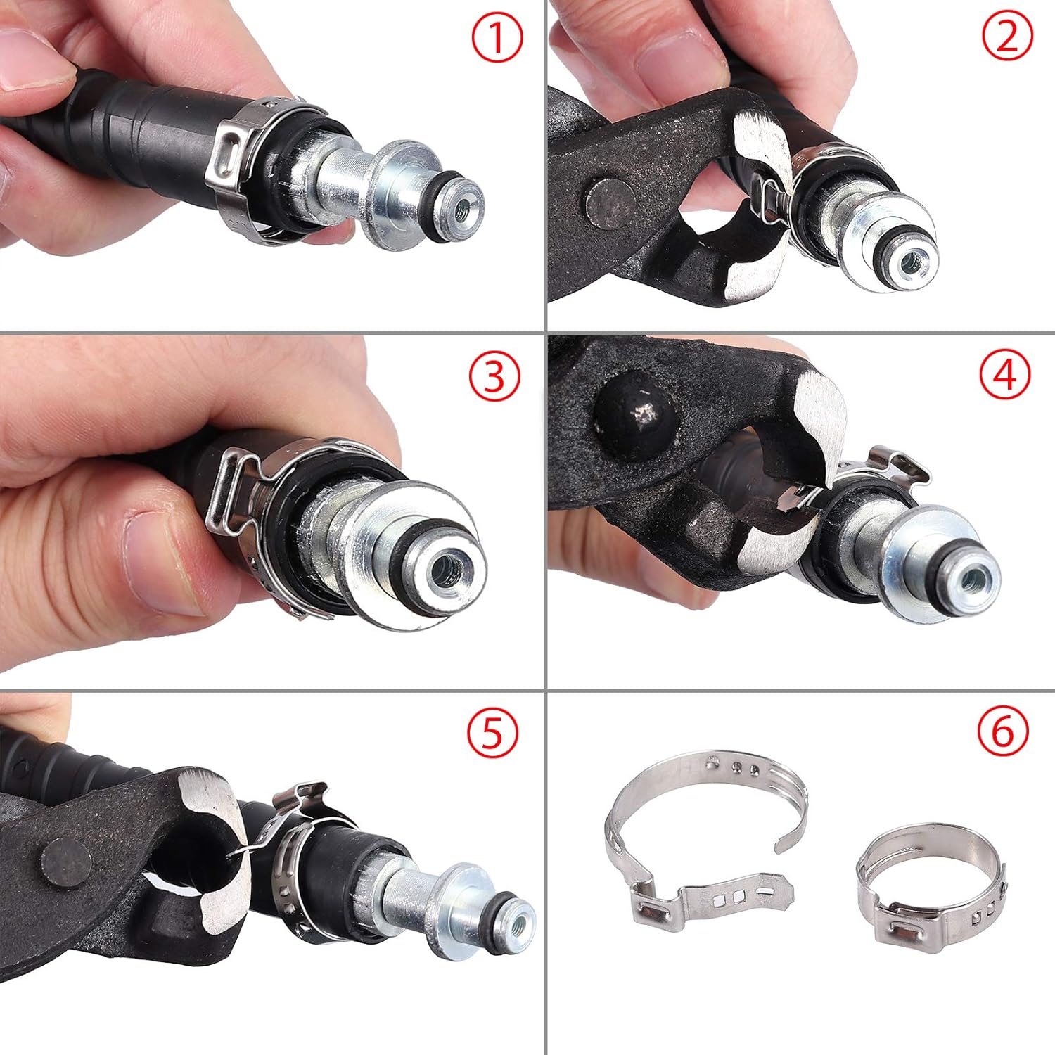 Proster Single Ear Stepless Hose Clamp Crimper with 200pcs 5.8-21mm 304 Stainless Steel Cinch Clamps，Universal Hose Crimping Tool Kit: Industrial & Scientific