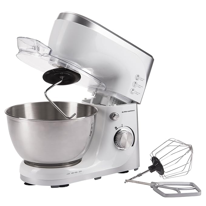 Ultratec Küchenmaschine mit Edelstahl-Rührschüssel, Rührmaschine / Knetmaschine mit 4,5 Liter Edelstahlschüssel – Küchen-Masc