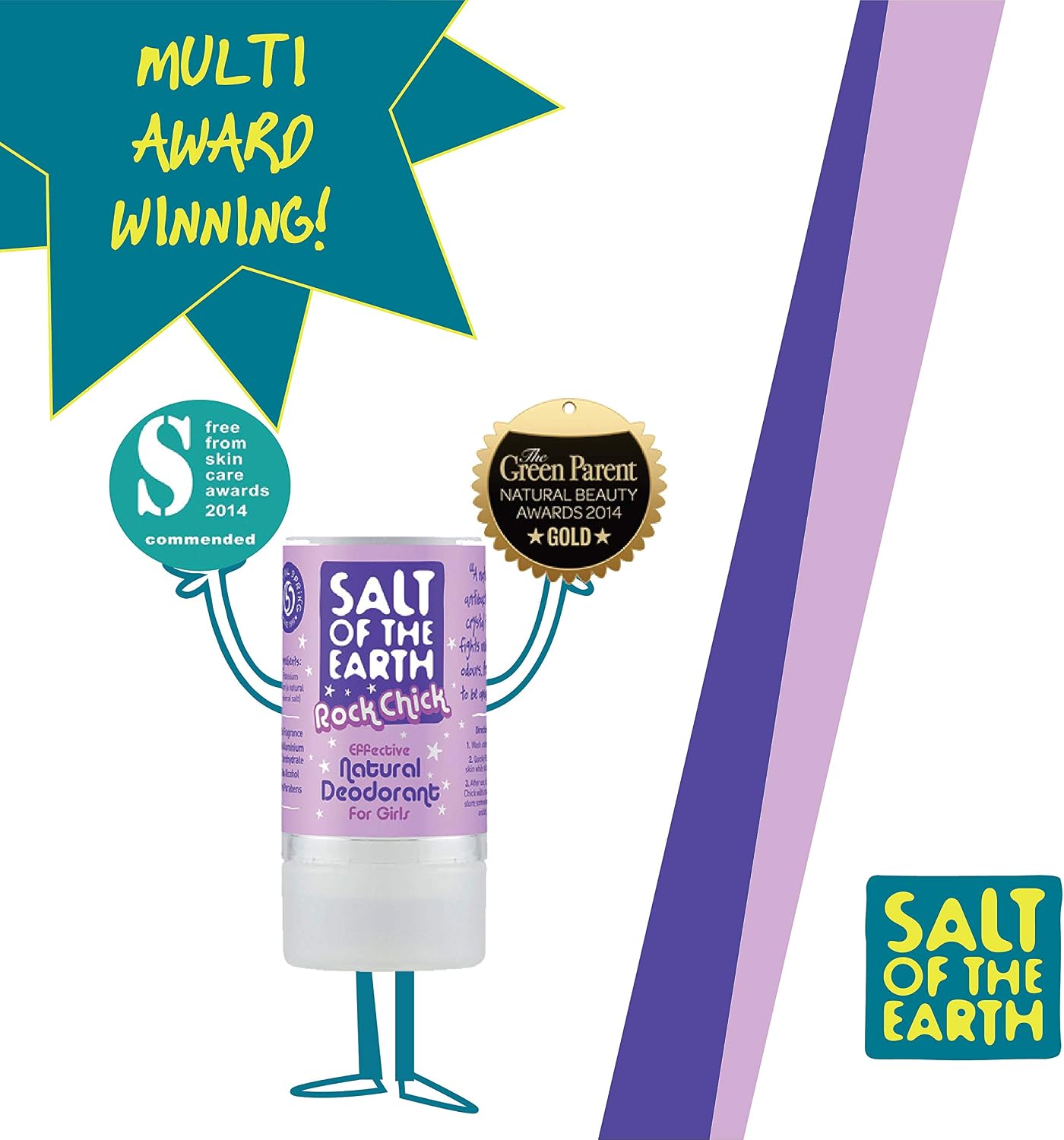 Salt of the Earth, Natural Crystal Deodorant Rock Chick for Kids, Fragrance Free, Vegan Formulas with Long Lasting Protection - Image 3