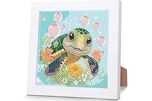XACKCME Sea Turtle Diamond Art Painting Kits for Kids with Frame, Animal Diamond Art for Kids Ages 4-8-12, Easy Kid Gem Painting Kit with Beautiful Package for Gift Home Wall Decor (7x7 inch)