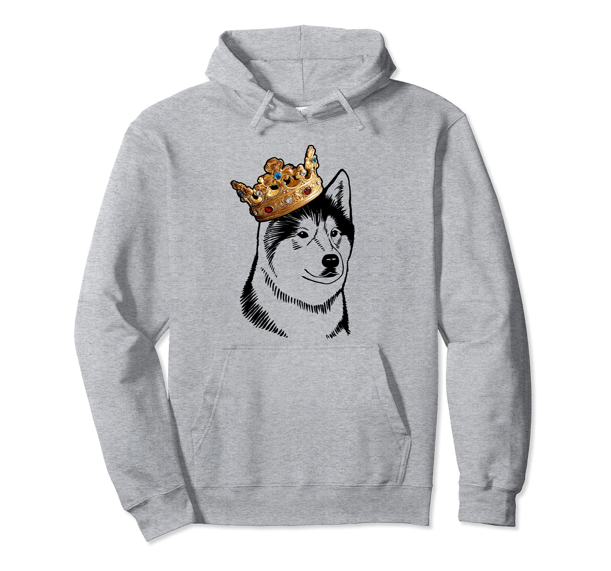 Alaskan Malamute Dog Wearing Crown Pullover Hoodie