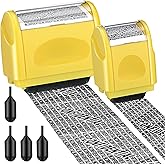 Nezyo 2 Pack Identity Protection Roller Stamp 4 Pack Refill Ink,Yellow | Confidential Privacy Stamp, Information Blocker for ID, Account, Data and Address Security, Prevents Identity Theft Risk