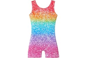 BAOHULU Gymnastics Leotards for Girls Kids Sparkle Tank Biketards with Shorts Dance Outfit