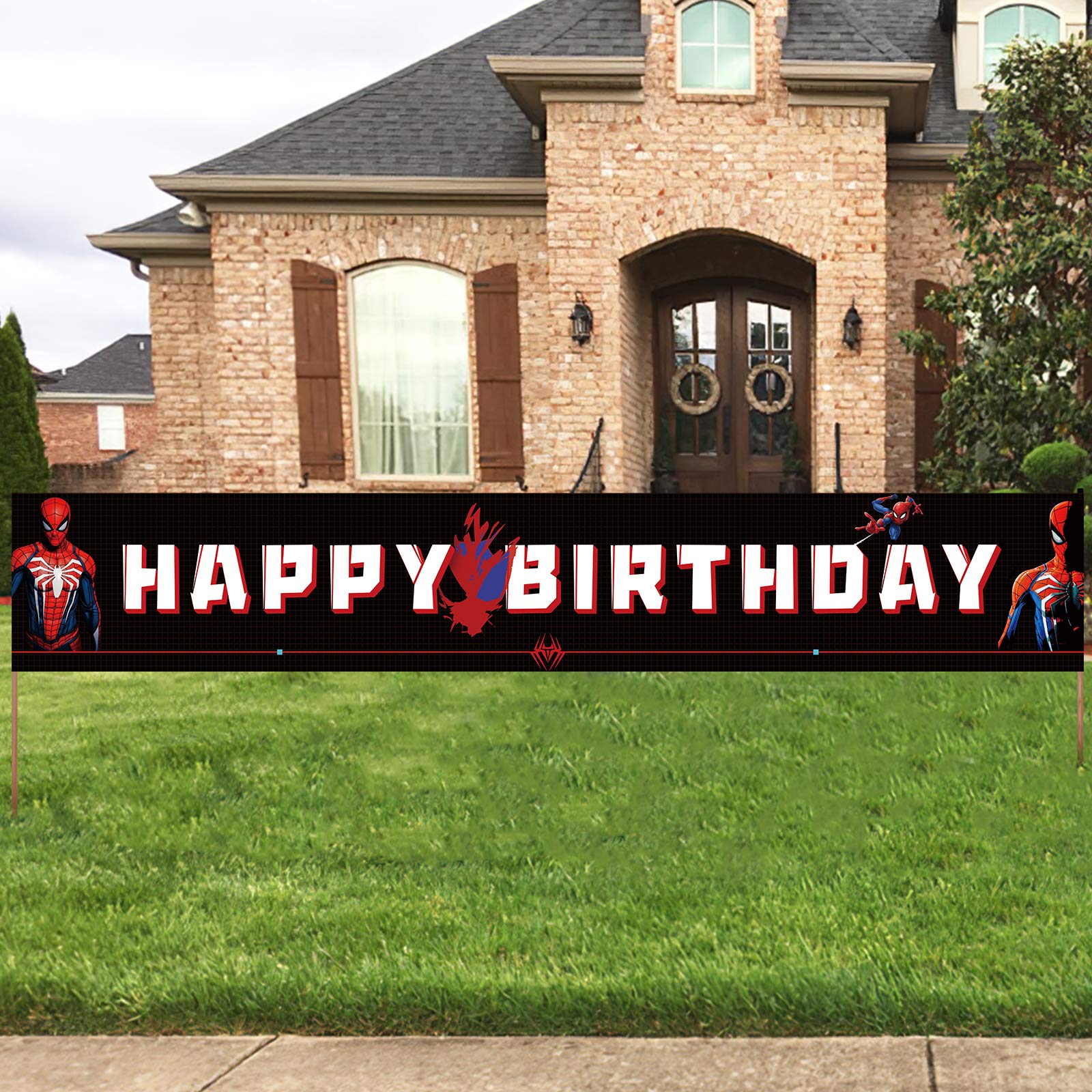 ANATANOWOR Large Spiderman Birthday Banner - 9.8ft X 1.6ft Fabric Party Decoration