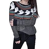 Halloween Knitted Sweater for Women With Cute Ghost Pattern Gothic Streetwear with Long Sleeves for Girls